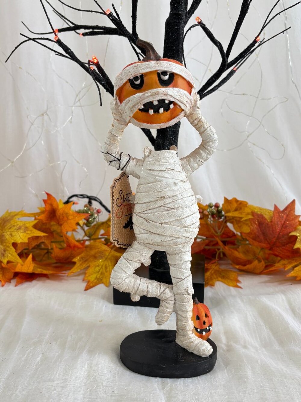 Sweet Street Halloween Headless Mummy Pumpkin Head Figurine Statue New 12"